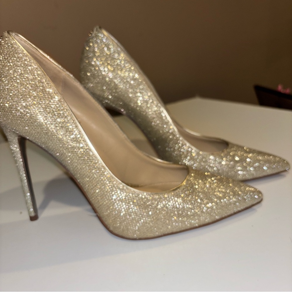 Sam Edelman sparkly gold glitter pumps